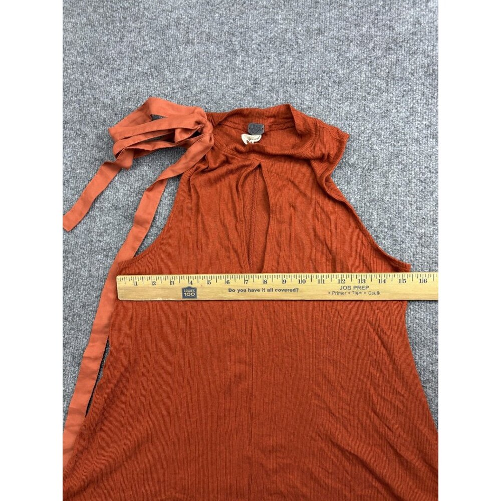 We The Free Tank Top Womens Small Orange Mock Neck Tie Strap Ribbed - Picture 3 of 6